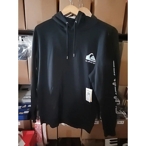 Quiksilver Omni Logo Drawstring Hoodie Black Men Size Large NWT EQYFT04691 KVJ0‎ - Picture 1 of 6